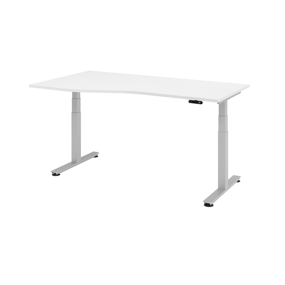 Produktabbildung: Hammerbacher Schreibtisch, T-Fuß, elektrisch höhenverstellbar, Freiform, BxT 1.800 x 1.000, 800 mm, weiß