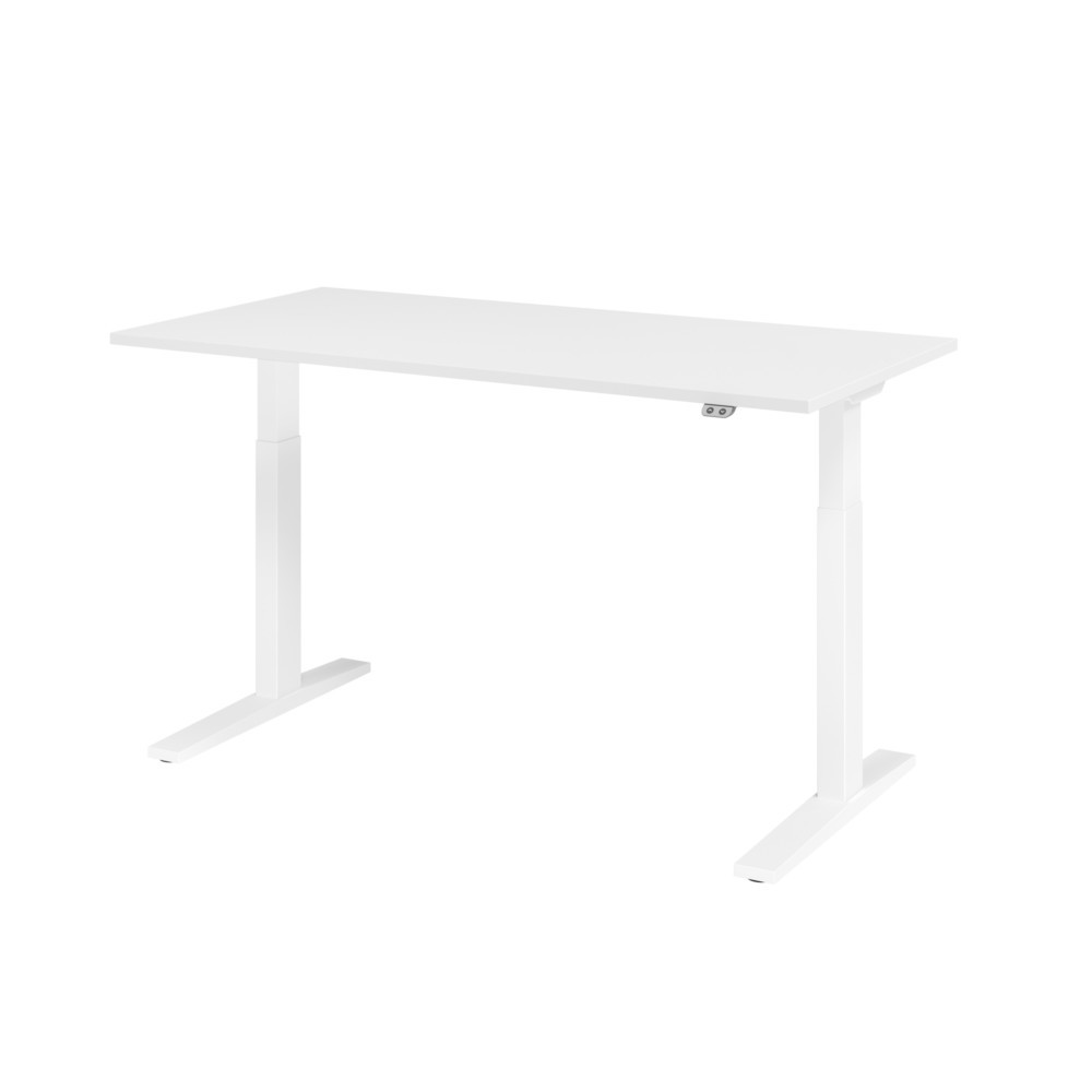 Hammerbacher Sitz-Steh-Schreibtisch el.160x80cm Weiß/Weiß