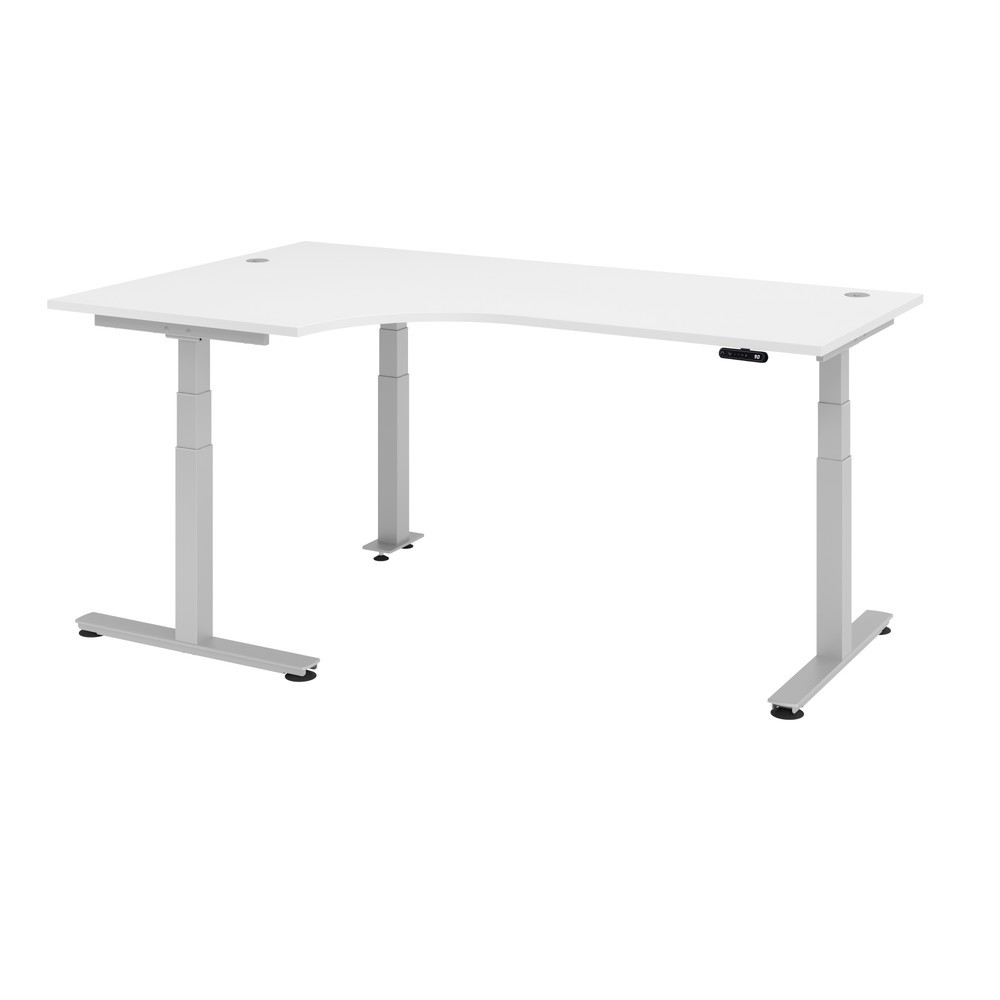 Hammerbacher Sitz-Steh-Winkeltisch el.200x120cm 90°Weiß