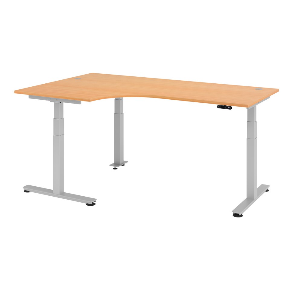 Hammerbacher Sitz-Steh-Winkeltisch el.200x120cm 90°Buche