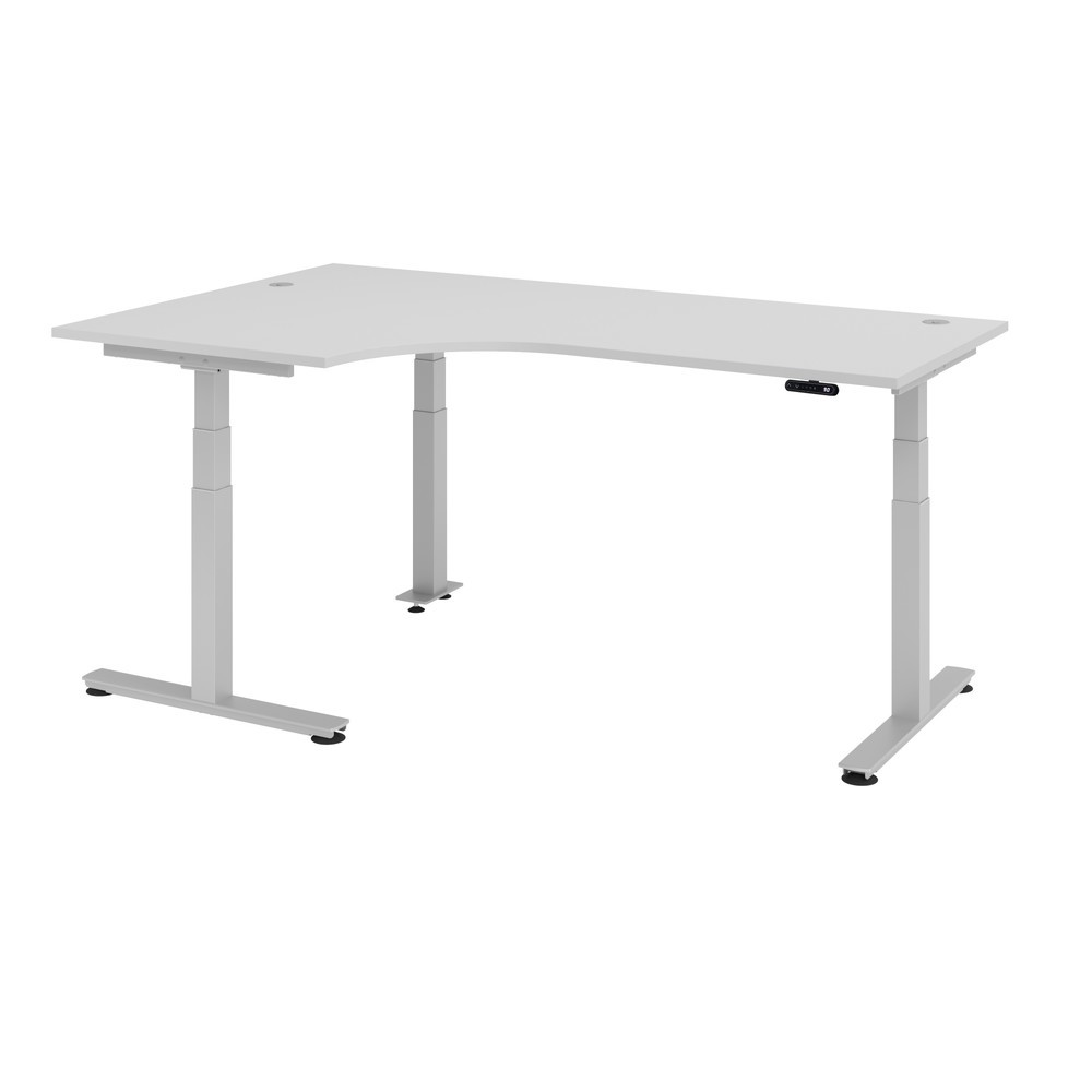 Hammerbacher Sitz-Steh-Winkeltisch el.200x120cm 90°Grau