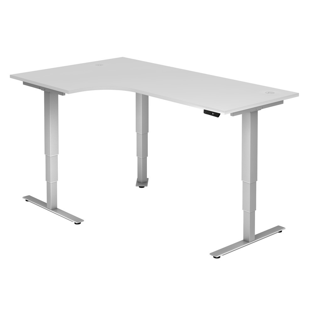 Hammerbacher Sitz-Steh-Winkeltisch el.200x120cm 90°Weiß