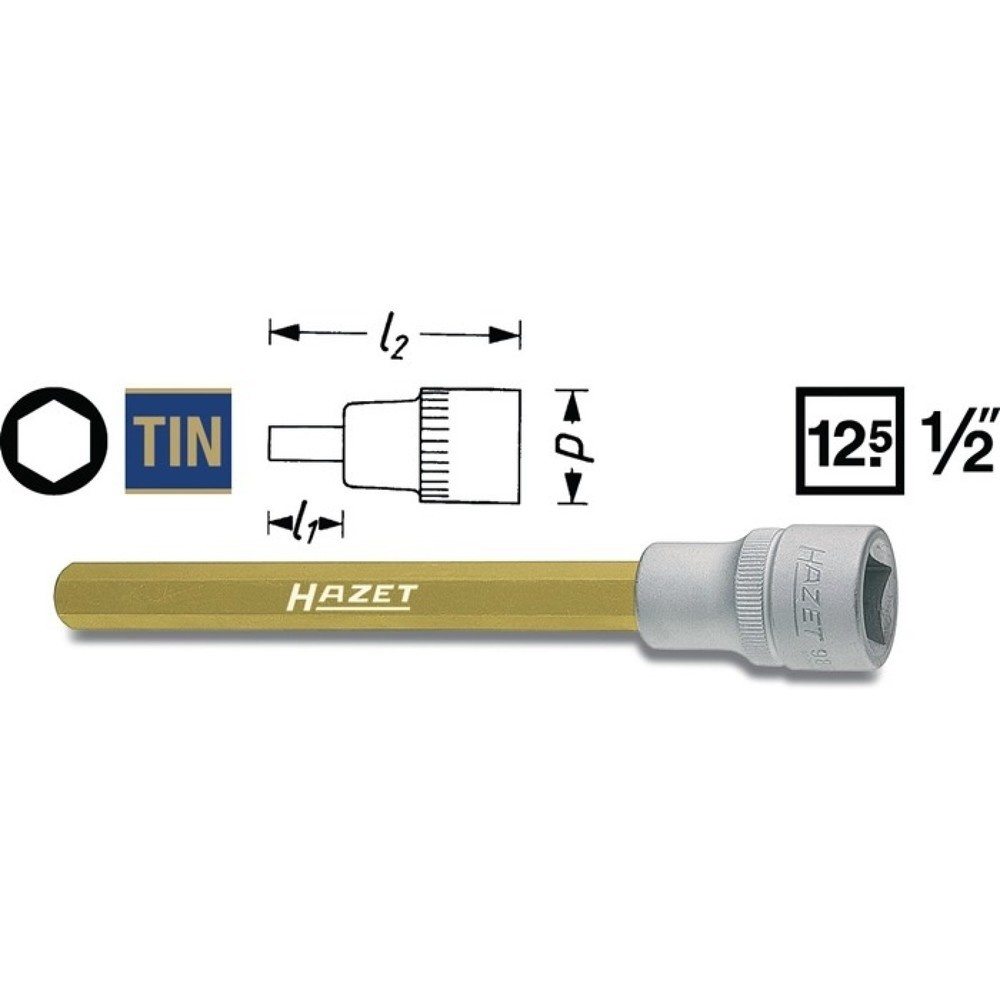 HAZET® Steckschlüsseleinsatz 986-4, 1/2 Zoll Innen-6-kant, Schlüsselweite 4 mm