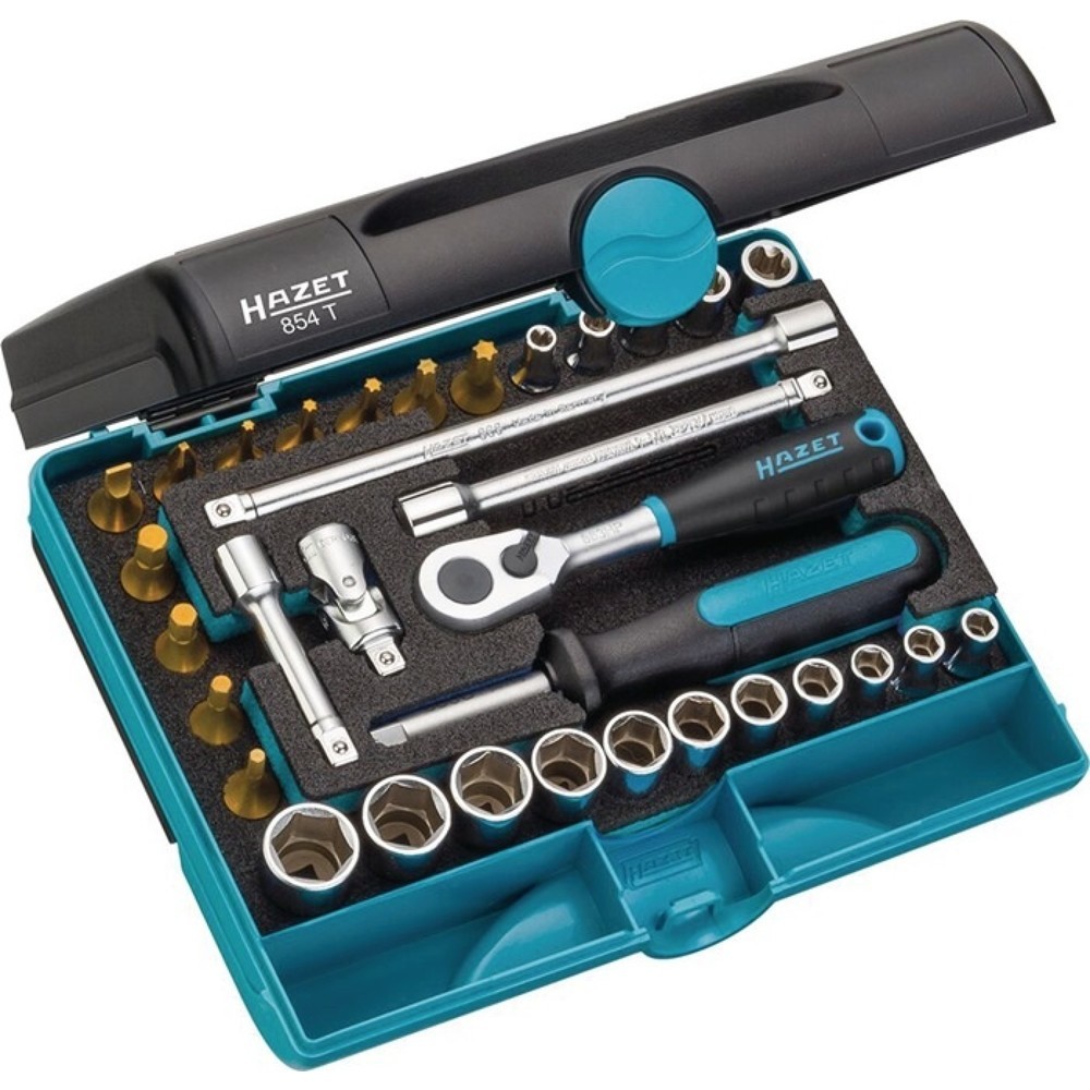 HAZET® Steckschlüsselsatz 854T, 33-teilig 1/4 Zoll, Schlüsselweiten 5-14 mm
