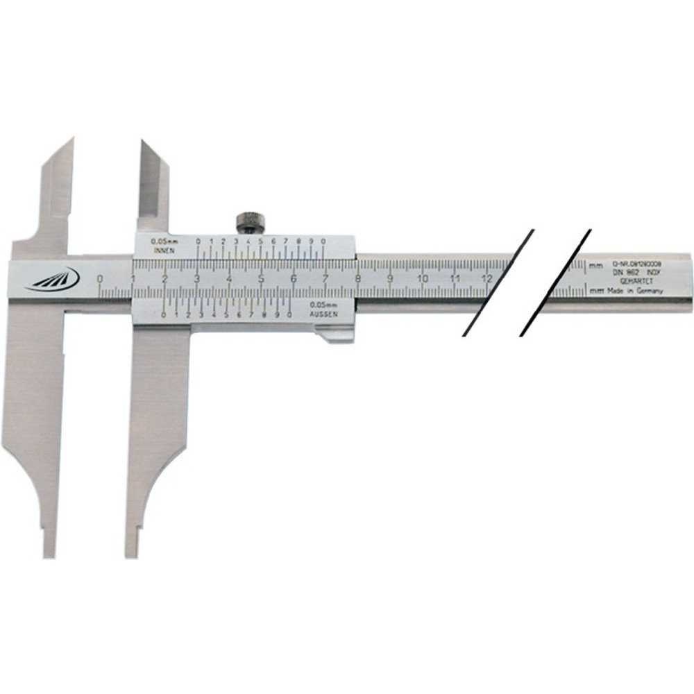 HELIOS PREISSER Werkstattmessschieber DIN 862, mit Messerspitzen parallaxfreie Ablesung, 300 mm, Schnabellänge 90 mm