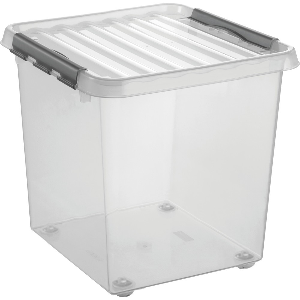 helit Aufbewahrungsbox "the q-line", mit Deckel, 360° schwenkbare Rollen, 38 Liter, transparent
