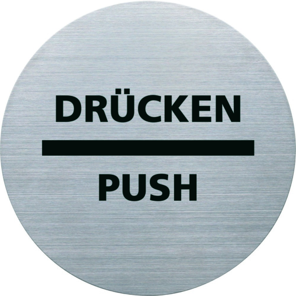 helit Piktogramm Türschild "drücken/push" "the badge" Edelstahl