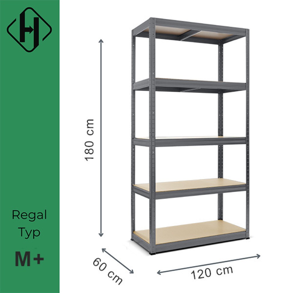 Produktabbildung Nr. 2: HEMMDAL Fachbodenregal Typ M+ graphitgrau, Fachlast 150 kg, HxBxT 1.800 x 1.200 x 600 mm