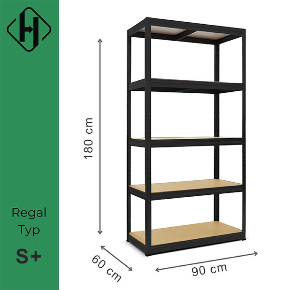 Produktabbildung Nr. 2: HEMMDAL Fachbodenregal Typ S+ graphitgrau, Fachlast 150 kg, HxBxT 1.800 x 900 x 600 mm