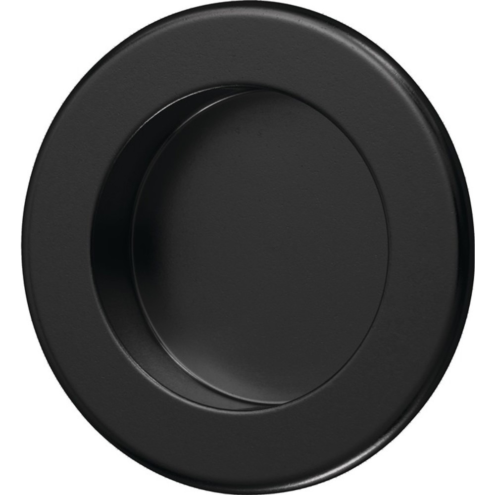 HERMETA Muschelgriff, Aluminium schwarz pulverbeschichtet rund, Einlass-Ø 50 mm