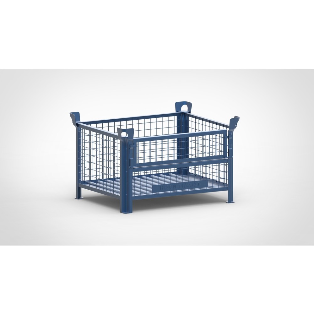HESON® Gitterbox, mit ½ Gitterklappe, lackiert, HxBxT 600 x 1.000 x 800 mm, enzianblau