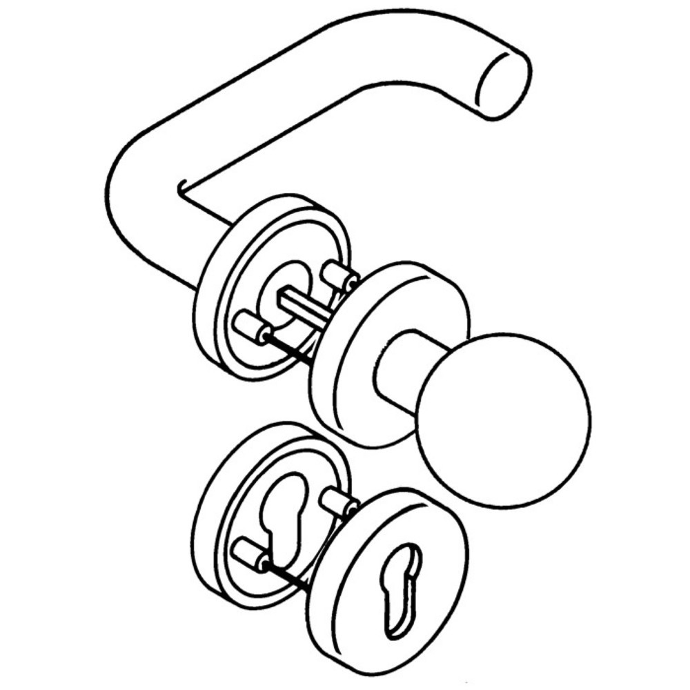 HEWI Rosettengarnitur 111R03.133, rund PZ, Kunststoff 90, DIN links / rechts Kugel D/K