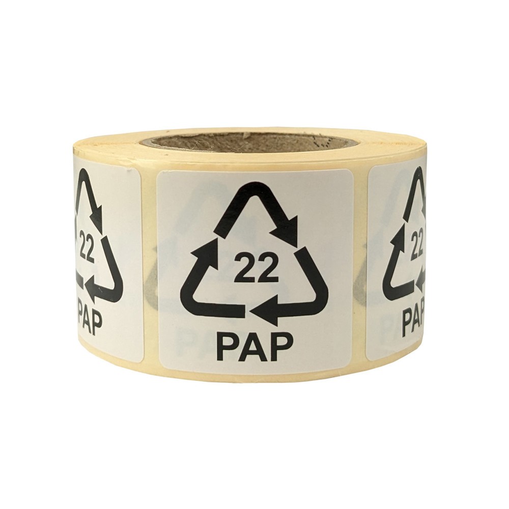Hinweisetiketten für Italien, 35x35 mm, Haftpapier weiß, Aufdruck: 22 PAP (Papier), 500 St./Rolle