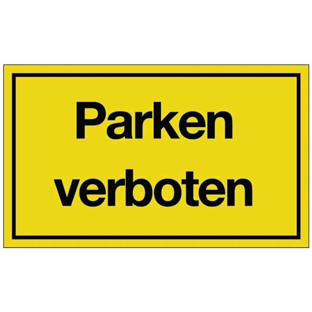 Hinweiszeichen, L250xB150 mm gelb schwarz, Parken verboten, Kunststoff