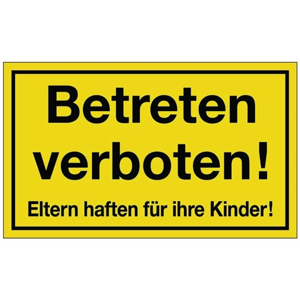 Hinweiszeichen, L300xB200 mm gelb schwarz, Betreten verboten, Kunststoff
