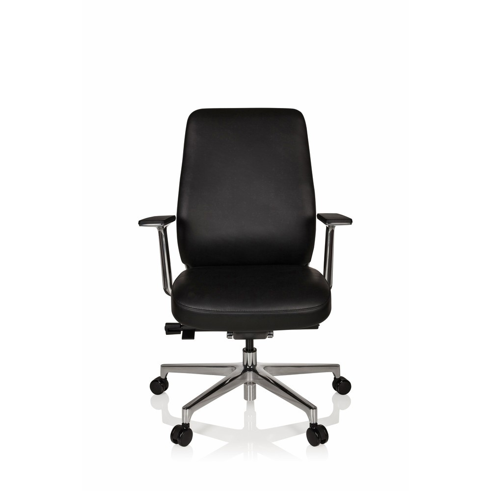 Produktabbildung: hjh OFFICE Bürostuhl / Chefsessel VERMONT Leder, schwarz