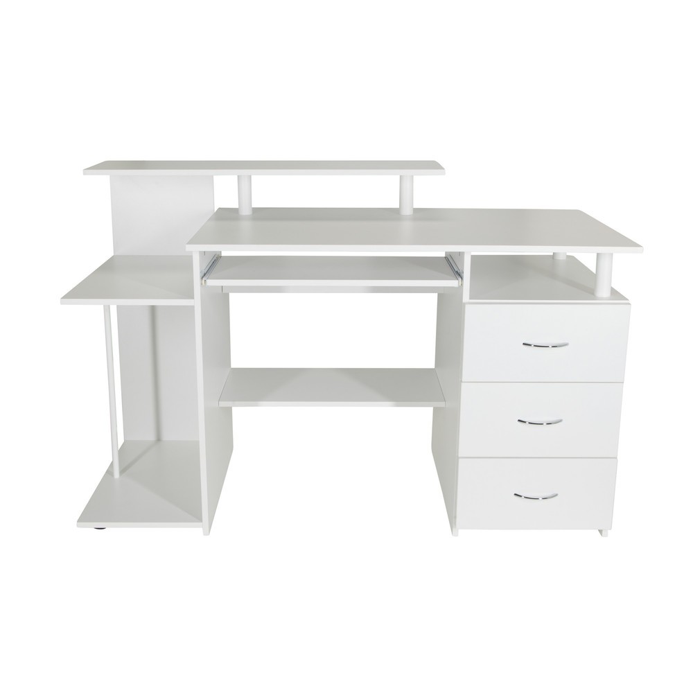 hjh OFFICE Computertisch / Schreibtisch WORKSPACE H IV 137 x 60 cm mit Standcontainer, weiß