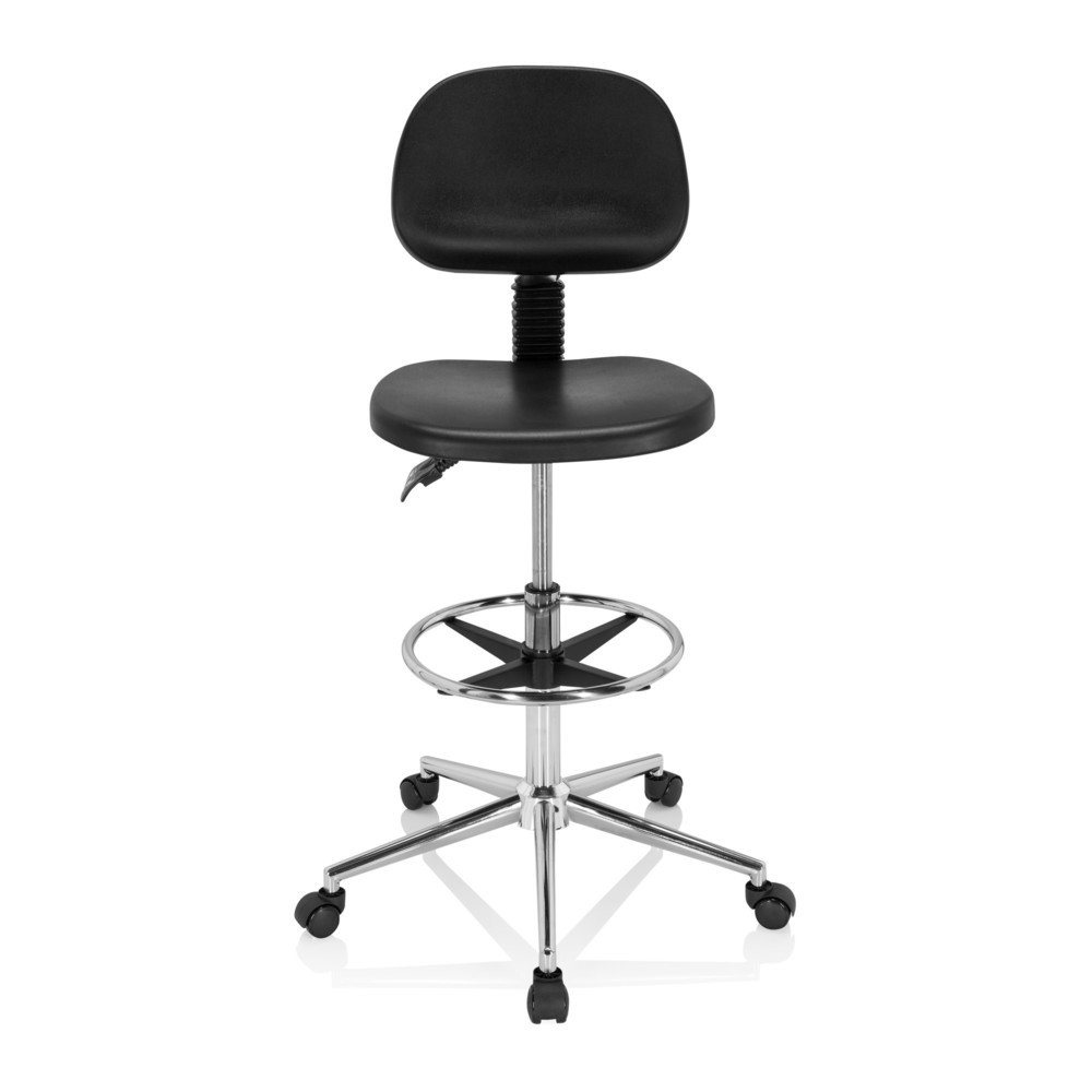 Produktabbildung: hjh OFFICE Drehhocker / Arbeitsstuhl TOP WORK 24 I Hartschaum, schwarz