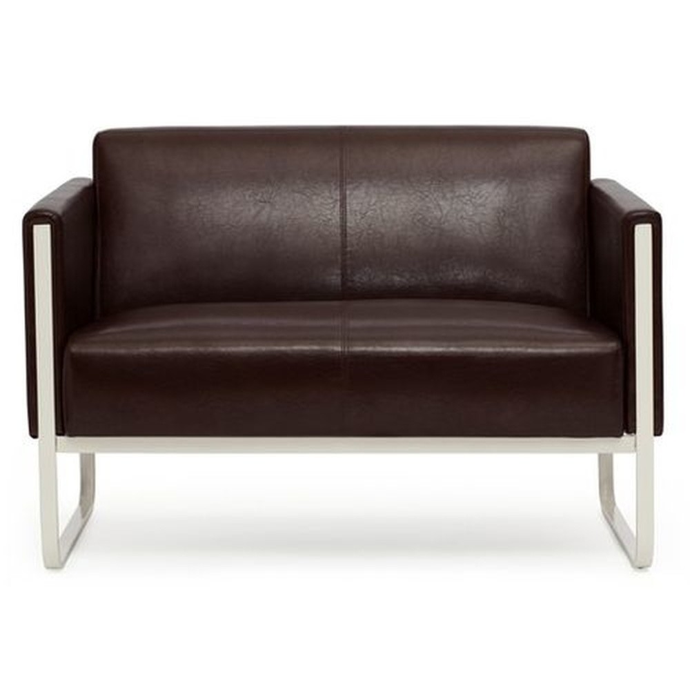 hjh OFFICE Loungesofa ARUBA Gestell lichtgrau Kunstleder, 2-Sitzer, braun