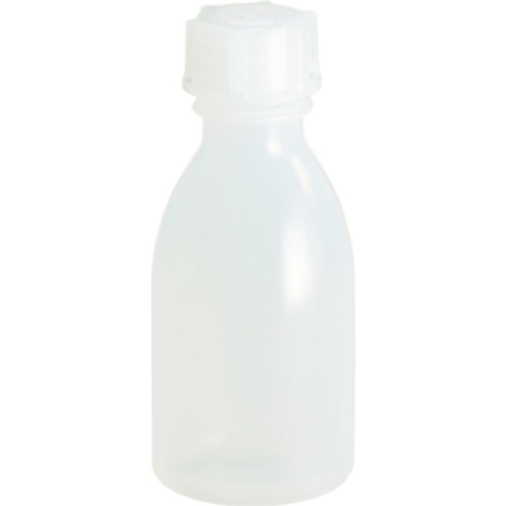 HÜNERSDORFF Enghalsflasche, Polyethylen (LDPE) naturfarben, Gesamthöhe 105 mm Gesamt-Ø 47 mm, Inhalt 100 ml, Einfüllöffnung-Ø 12,9 mm