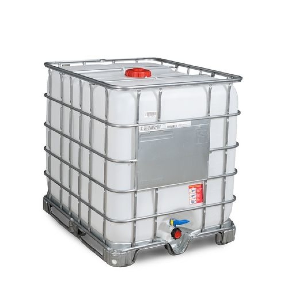 IBC Recobulk, Gefahrgut-Ausführung, Stahlkufen, 1.000 Liter, Öffnung NW150, Auslauf NW50