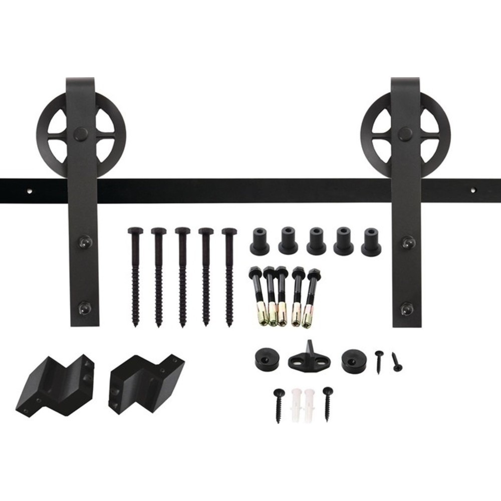 INTERSTEEL Schiebesystem 450121, Holztüren 38-40 mm Komplettset, 100 kg 2000 mm schwarz, Wandbefestigung