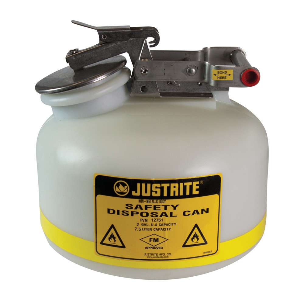 Justrite® HDPE-Entsorgungs-Sicherheitsbehälter, weiß, 7,5 Liter