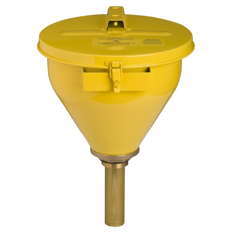 Justrite® Sicherheits-Fasstrichter, Flammensperre 150 mm, gelb