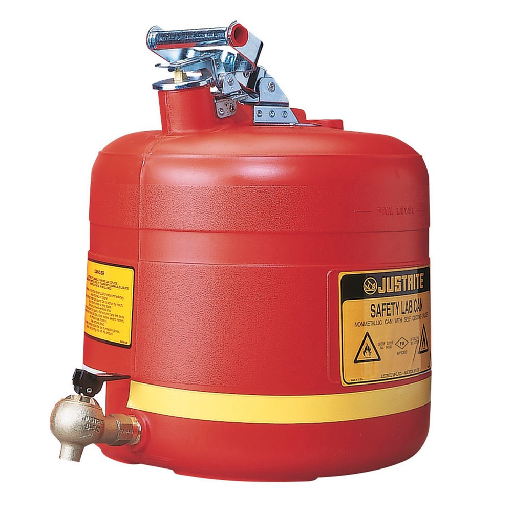 Justrite® Sicherheitsabfüllbehälter, PE, Zapfhahn, rot, 19 Liter