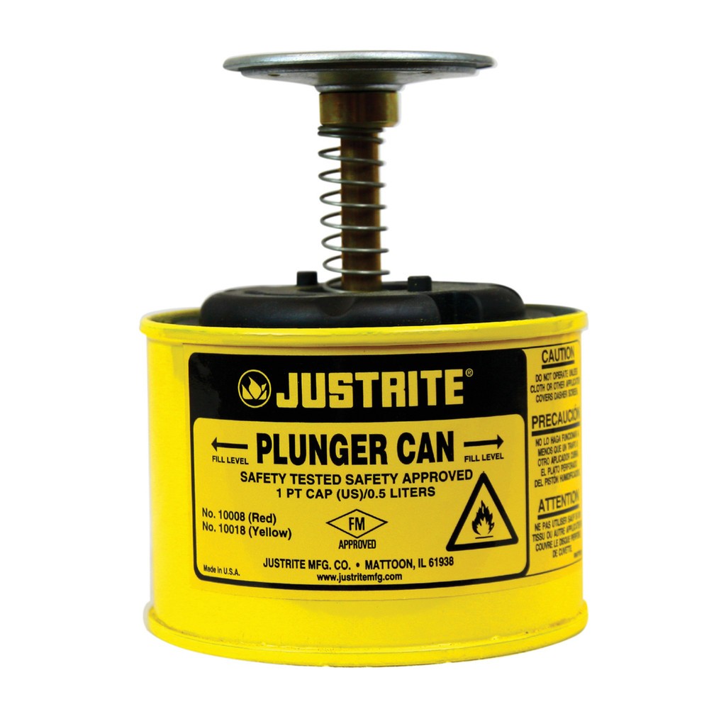 Justrite® Sparanfeuchter aus Stahlblech, gelb, 0,5 Liter