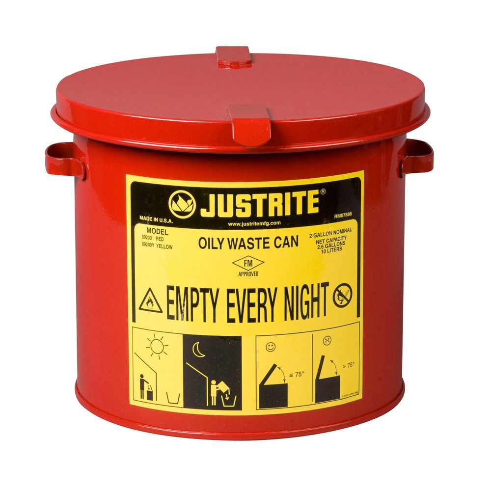 Justrite® Werkbank-Sammelbehälter, manuell, rot, 8 Liter