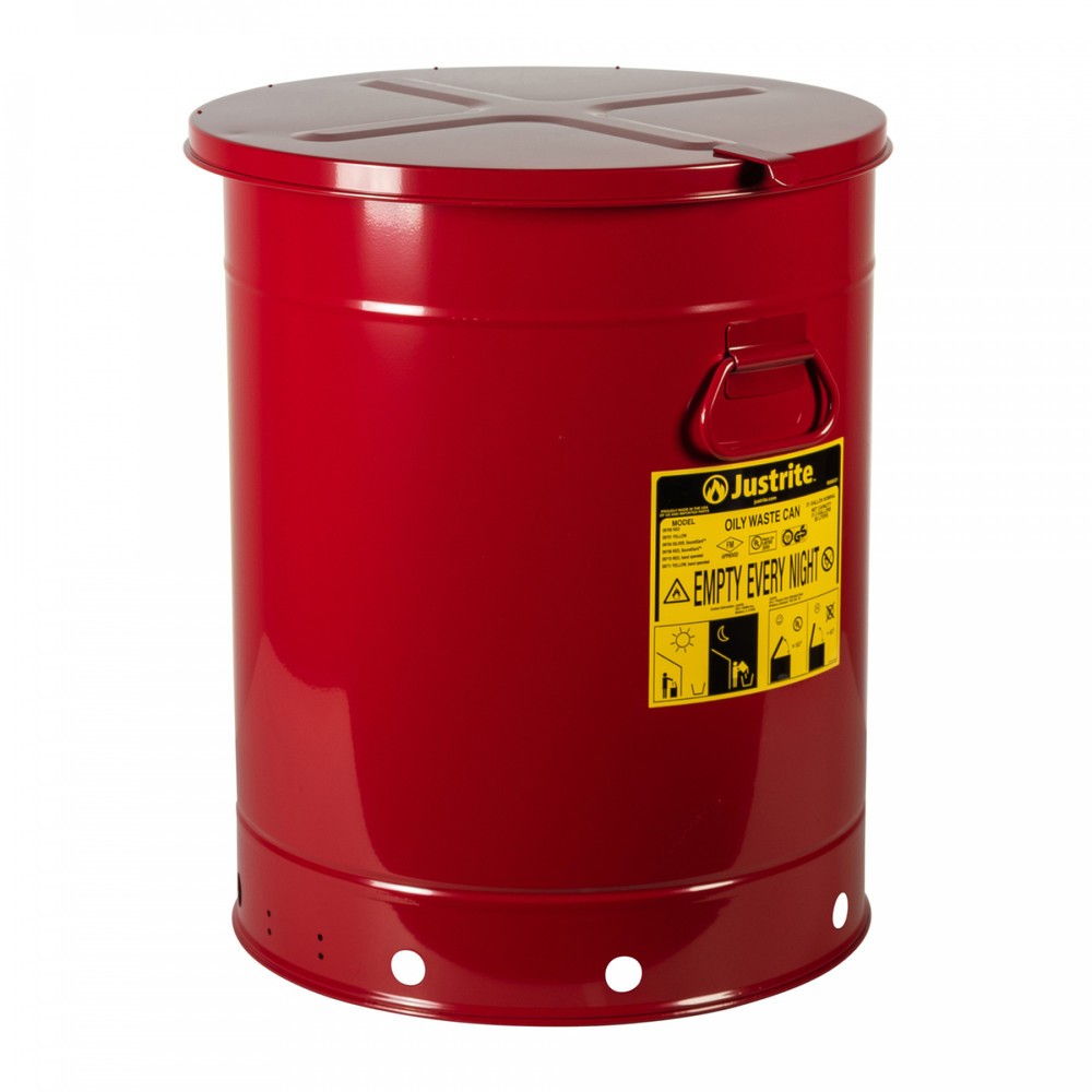 Justrite® Werkbank-Sammelbehälter, manuell, rot, 80 Liter