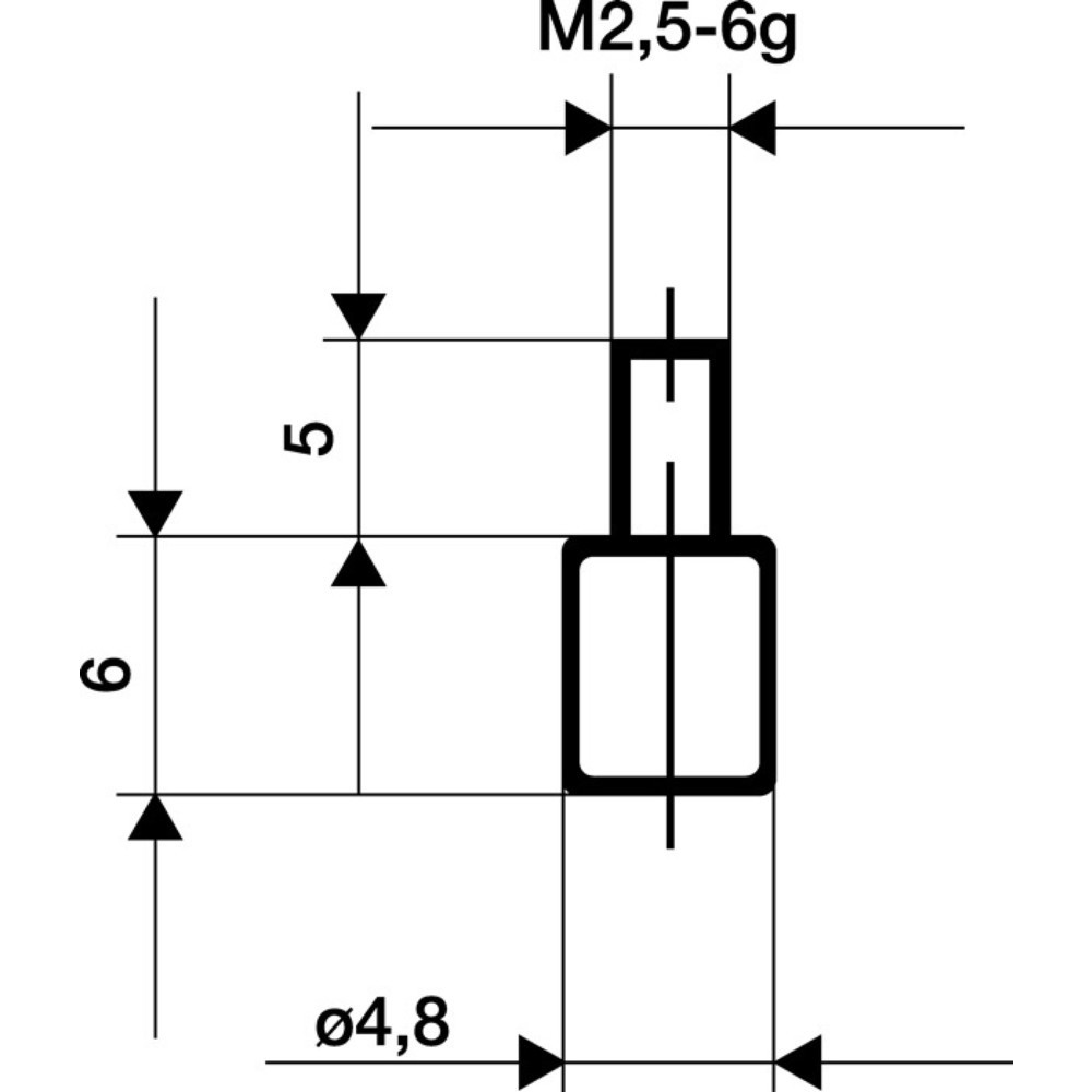 KÄFER Messeinsatz, M2,5 Stahl, Ø 4,8 mm plan, passend zu Messuhren