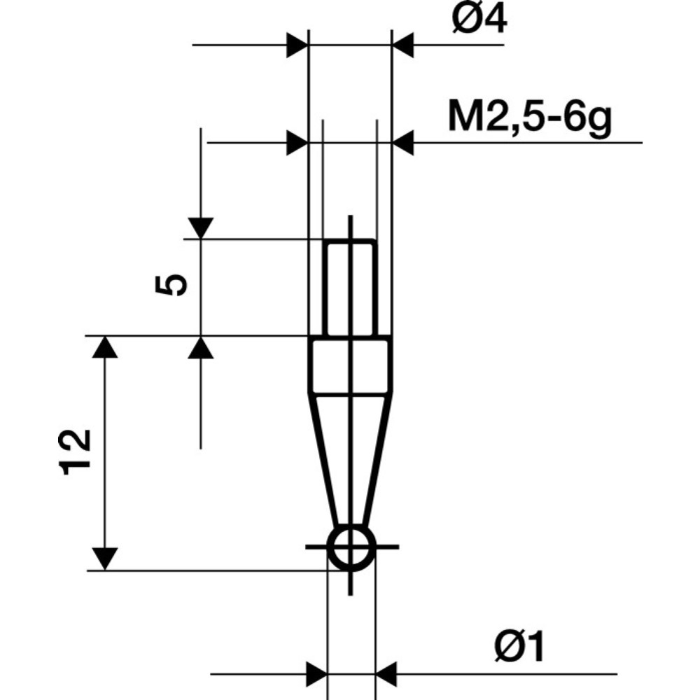KÄFER Messeinsatz, M2,5 Stahl, Ø 1 mm Kugel, passend zu Messuhren