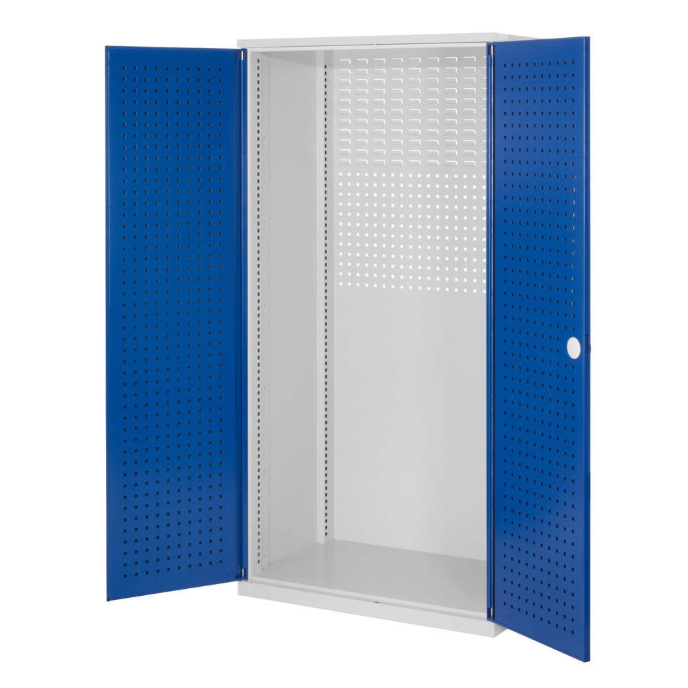 Produktabbildung: KAPPES ®RasterPlan Schubladenschrank Leergehäuse, HxBxT  1.950 x 1.000 x 600 mm, Lochplattentüren, lichtgrau, enzianblau