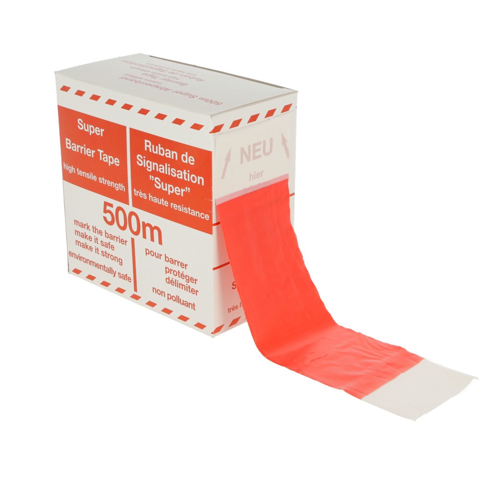 Kerbl Folien-Absperrband 100 m x 80 mm, rot-weiß geblockt, Abrollbox