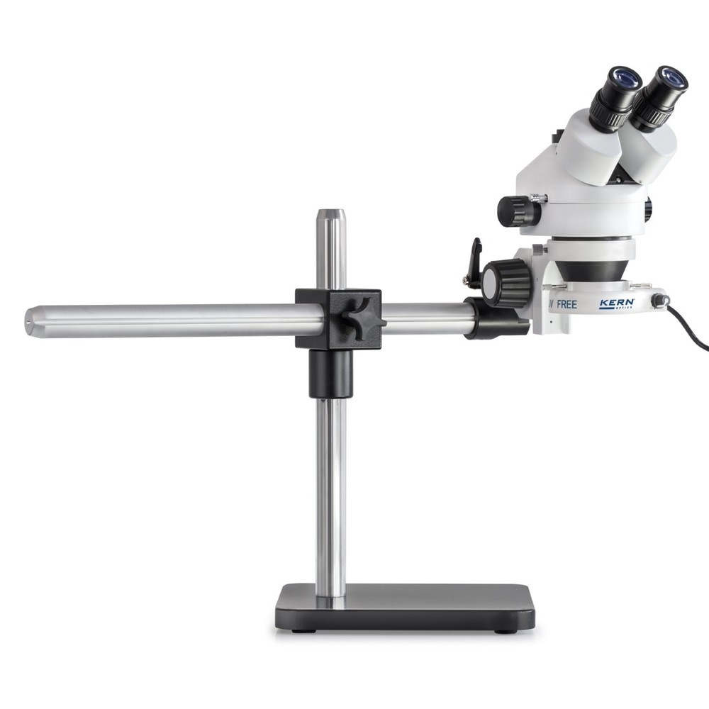 KERN Optics Stereo-Zoom-Mikroskop-Set OZL, Binokular, Zoom 0,7x-4,5x, inkl. Teleskoparm-Ständer u. 4,5-W-LED-Ringbeleuchtung