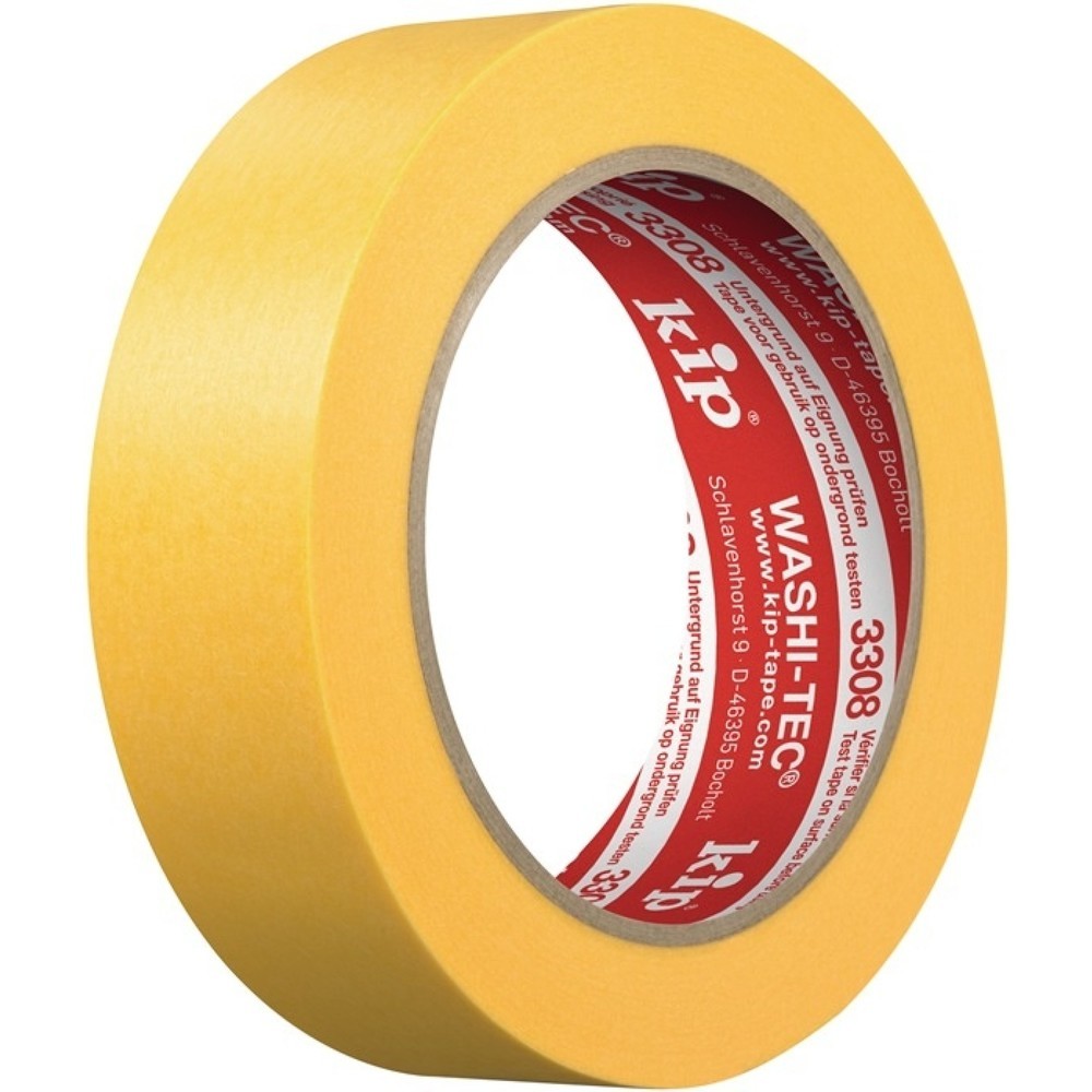 KIP Abdeckband 3308 WASHI-TEC® Premium PLUS, gelb, glatt, Rolle, Länge 50 m Breite 36 mm