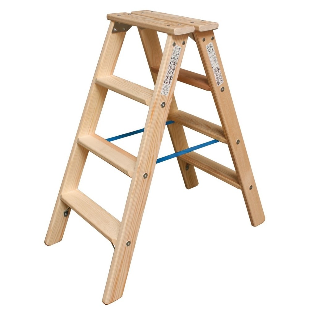KRAUSE® STABILO Stufen-Doppelleiter aus Holz 2x4 Stufen