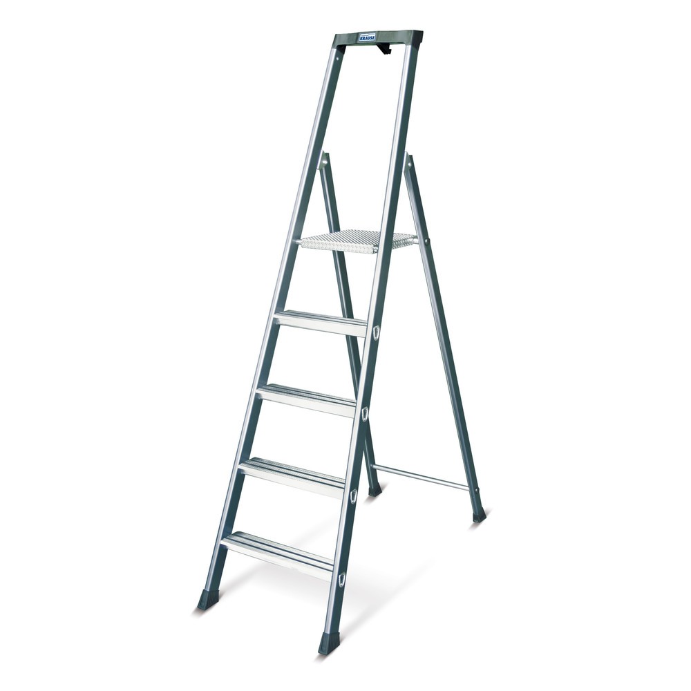 KRAUSE® MONTO Stufen-Leiter, 1-seitig begehbar, eloxiertes Aluminium, Standhöhe 0,85 m