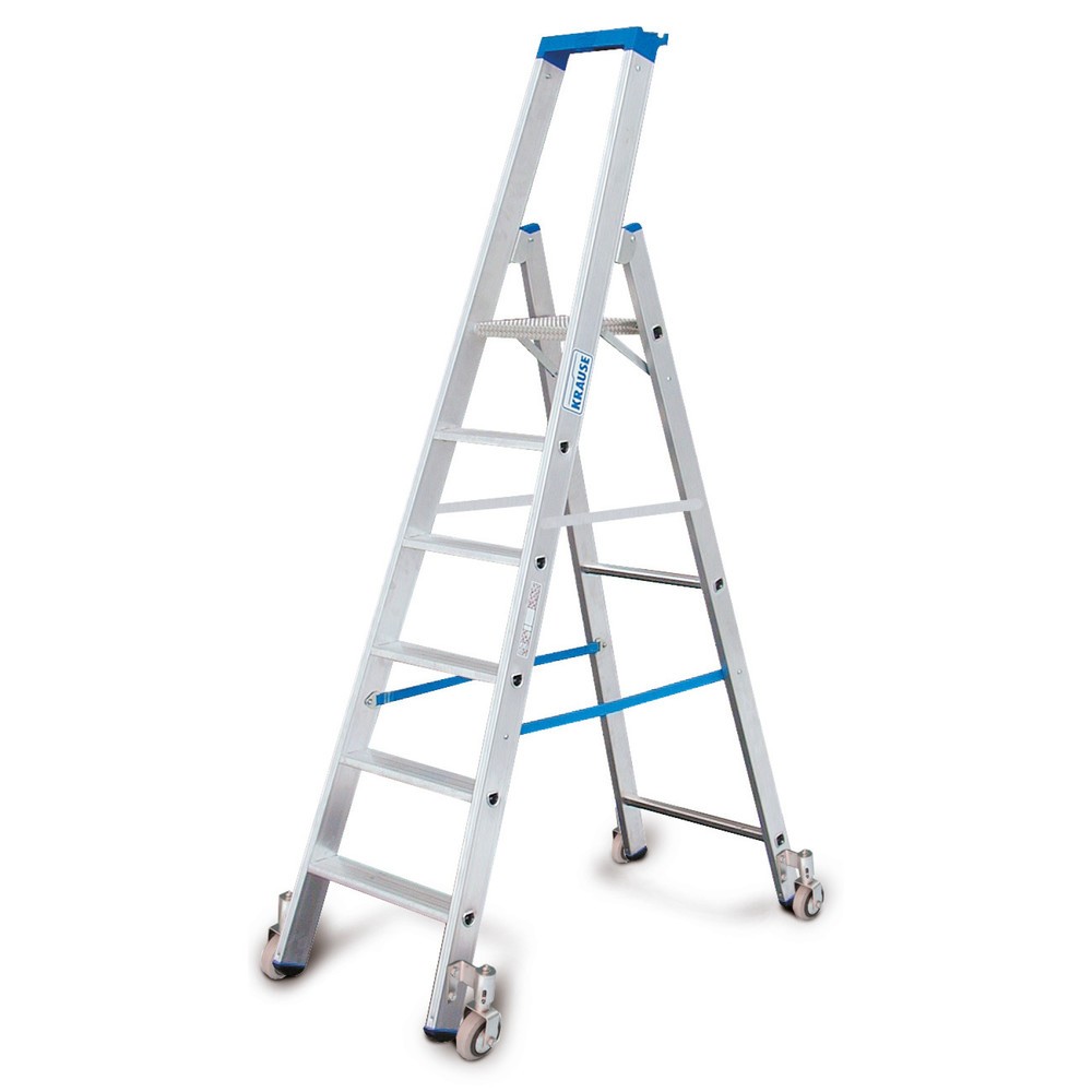 KRAUSE® STABILO Stufen-Leiter, 1-seitig begehbar, mit Rollen, Standhöhe 1,40 m