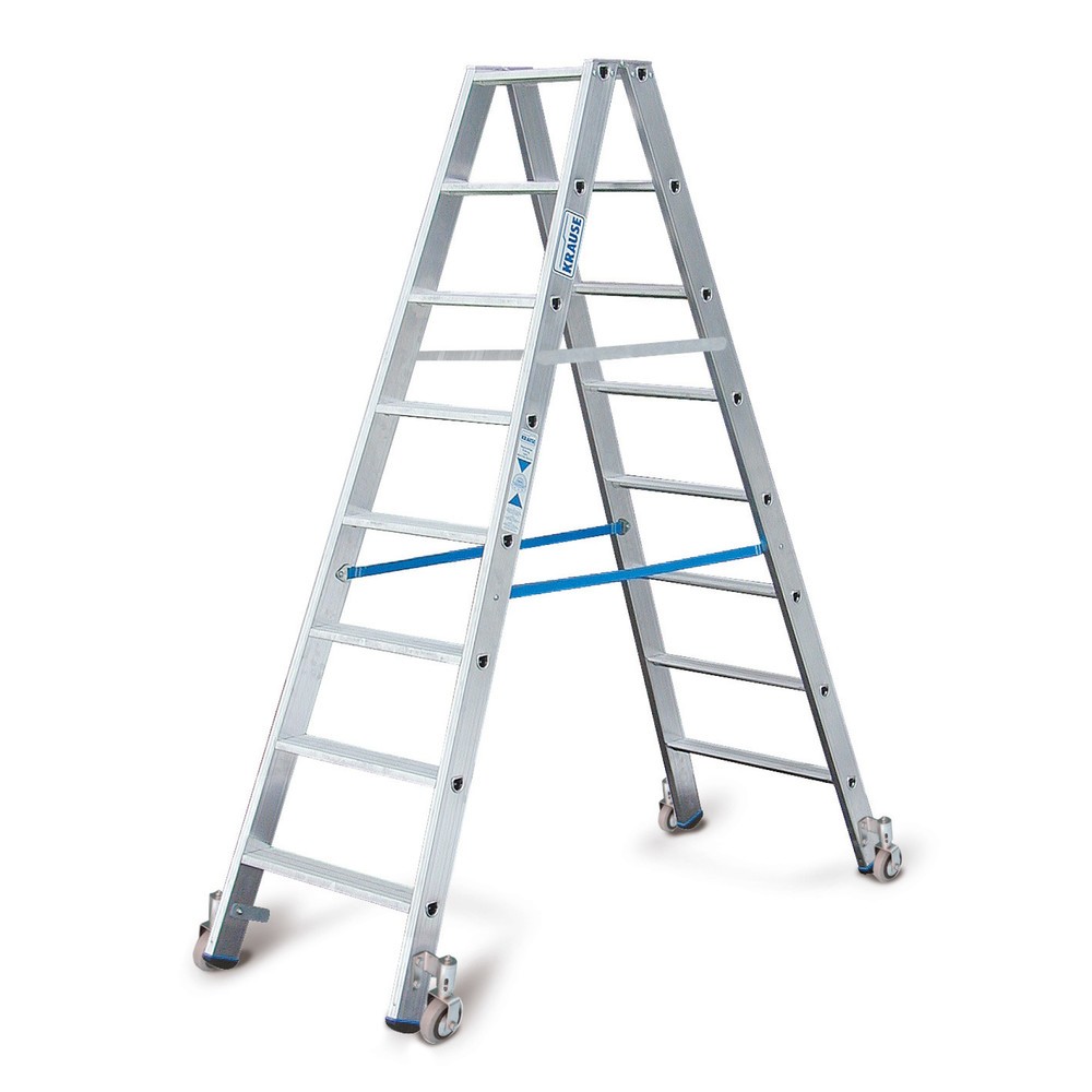 KRAUSE® STABILO Stufen-Leiter, 2-seitig begehbar, mit Rollen, Standhöhe 0,25 m