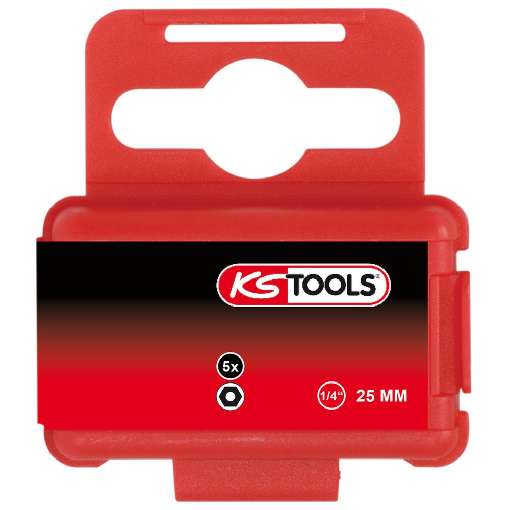 Produktabbildung: KS TOOLS 1/4" Bit Innensechskant, Bohrung, 25mm, 3/32'', 5er Pack