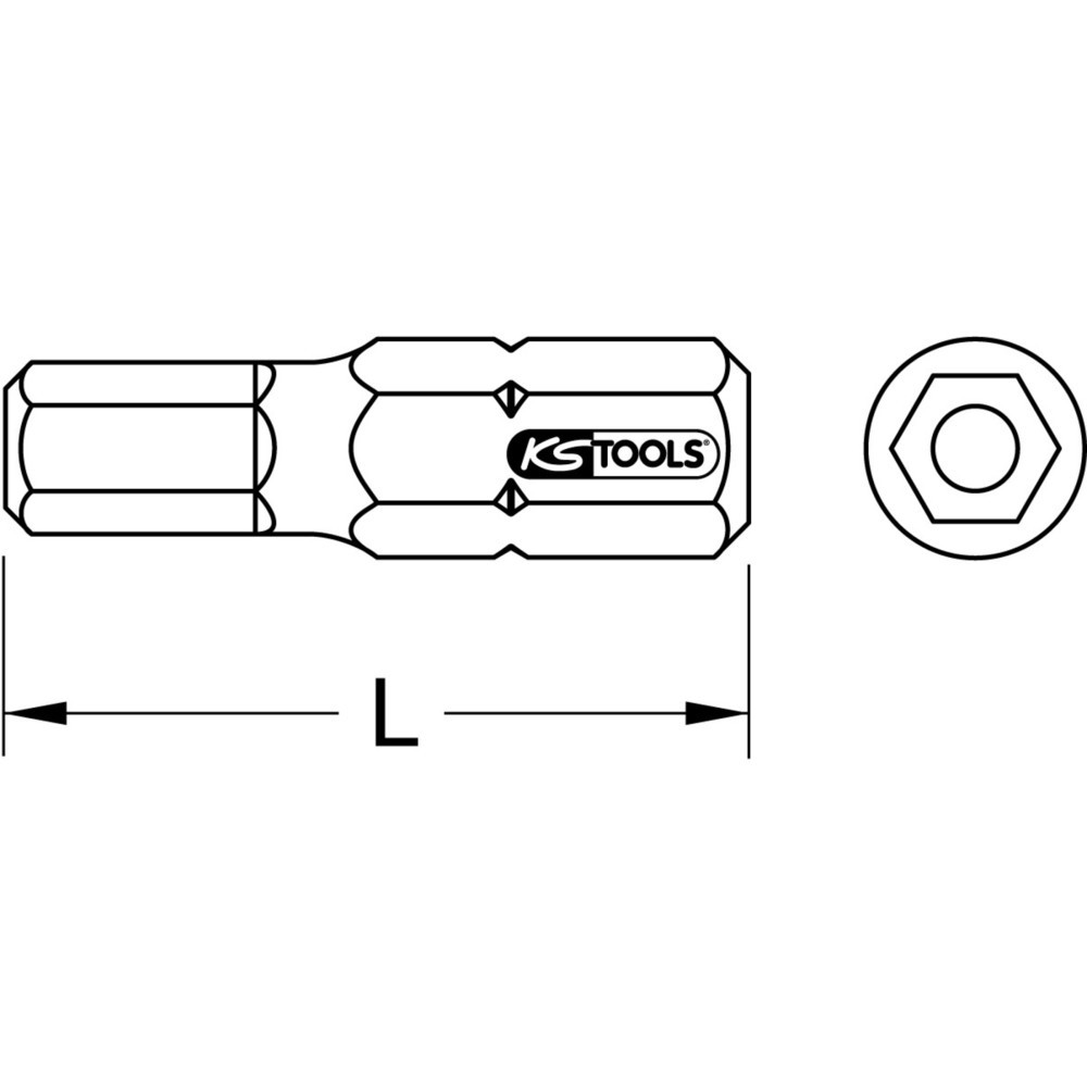 Produktabbildung: KS TOOLS 1/4" Bit Innensechskant,Bohrung,25mm,1/4",5er Pack