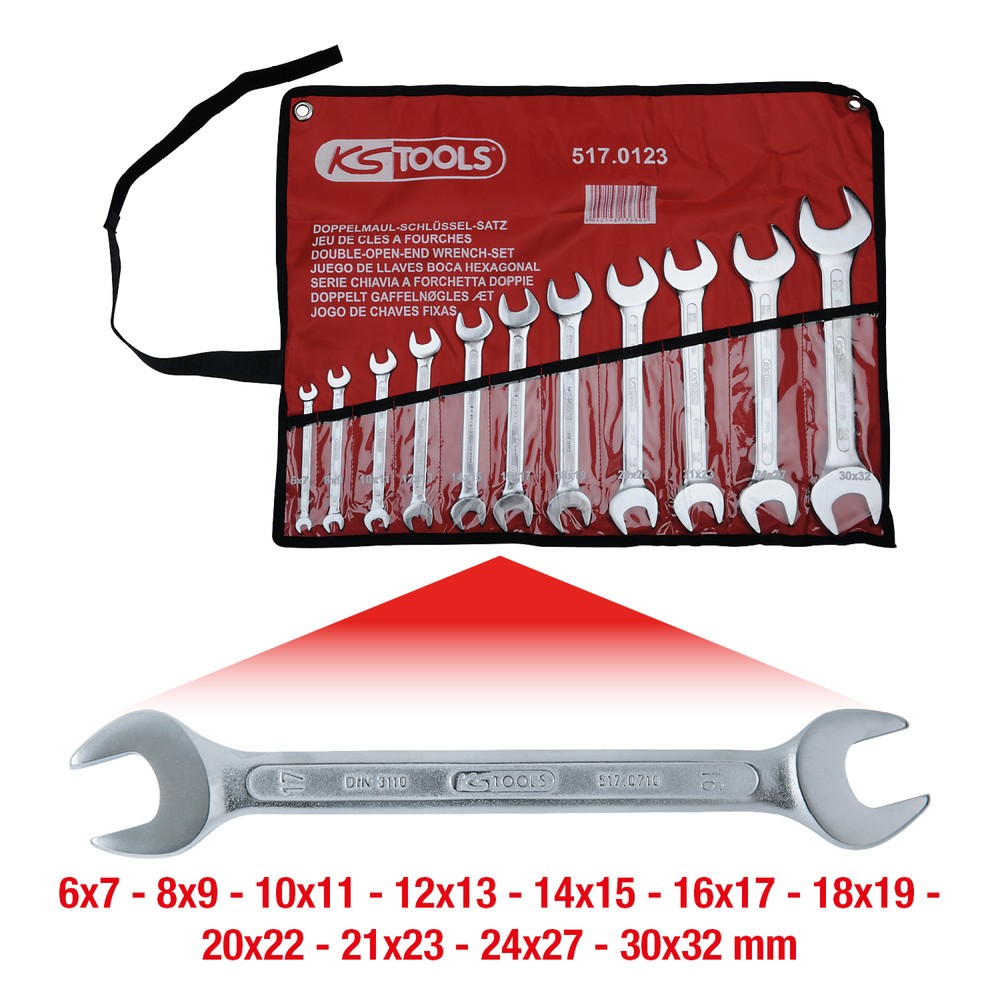 Produktabbildung Nr. 2: KS TOOLS Doppel-Maulschlüssel-Satz, 11-tlg, 6x7-30x32mm