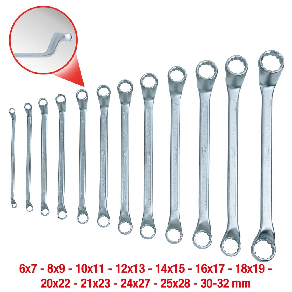 Produktabbildung Nr. 2: KS TOOLS Doppel-Ringschlüssel-Satz, 12-tlg gekröpft, 6-32mm