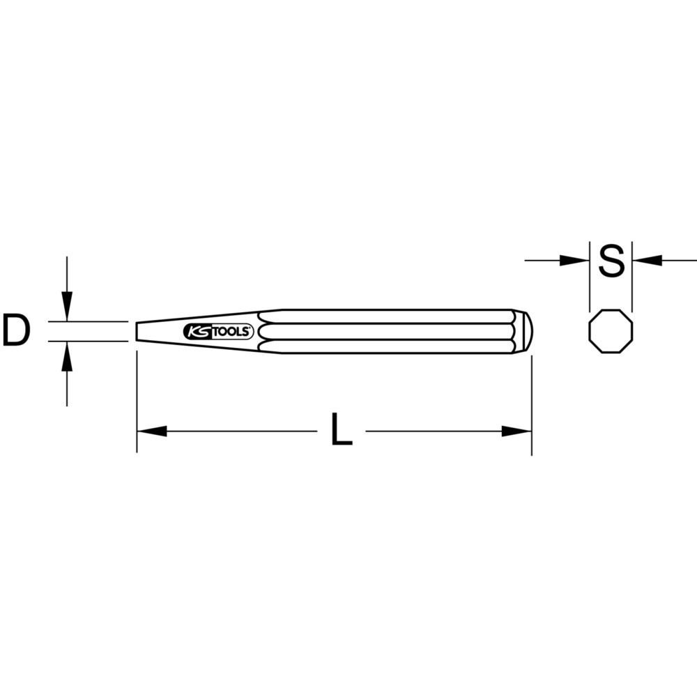 KS TOOLS Durchtreiber, 8-kant, FormB, Ø 1mm