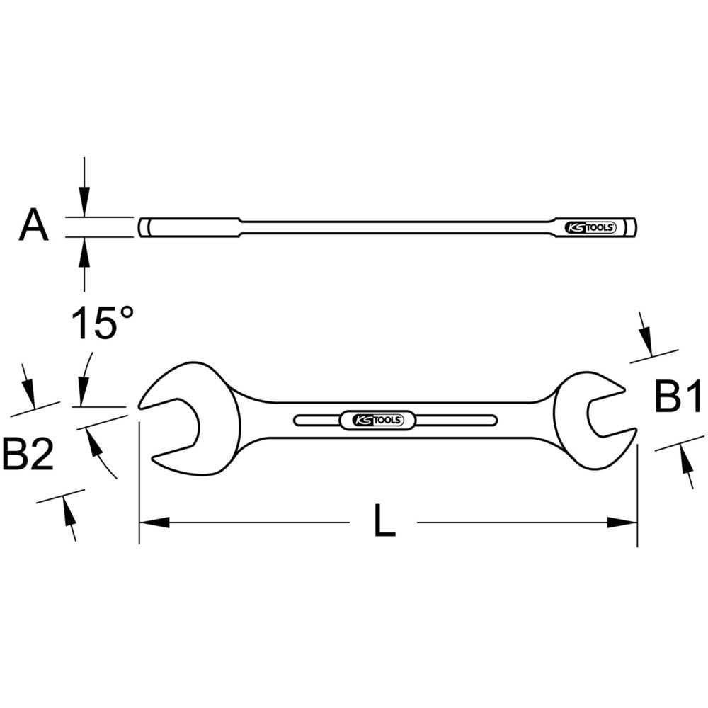 Produktabbildung Nr. 1: KS TOOLS EDELSTAHL Doppel-Maulschlüssel, 22x24mm, abgewinkelt