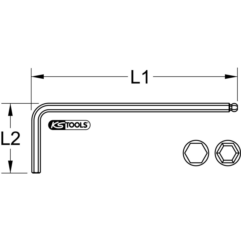 KS TOOLS EDELSTAHL Innen6kant-Winkelstiftschlüssel, 2,5mm, lang