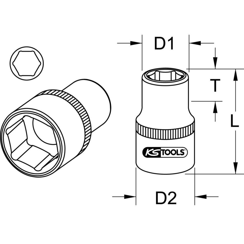 Produktabbildung: KS TOOLS EDELSTAHL 1/4" 6kant-Stecknuss, 5mm